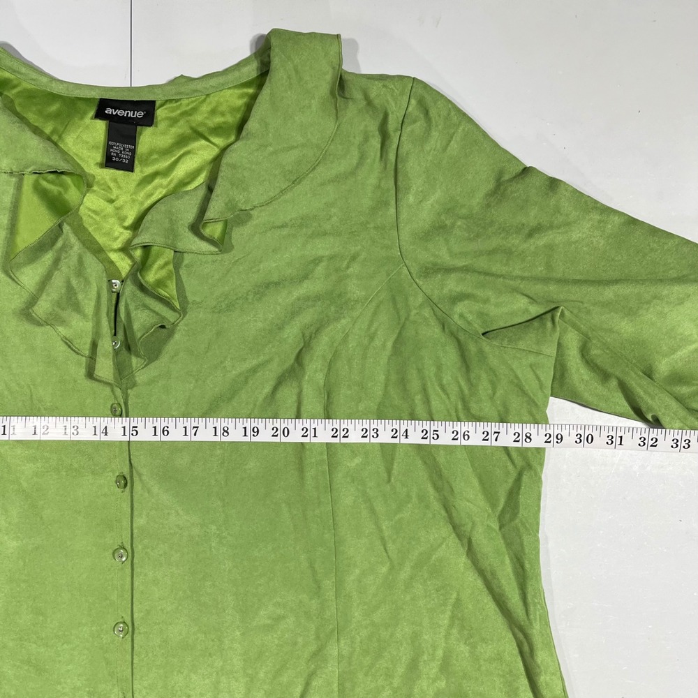 Avenue Edwardian Renfair Faux Suede Y2K Fairy Grunge Boho Ruffle Green Top 30 32 - Picture 4 of 7